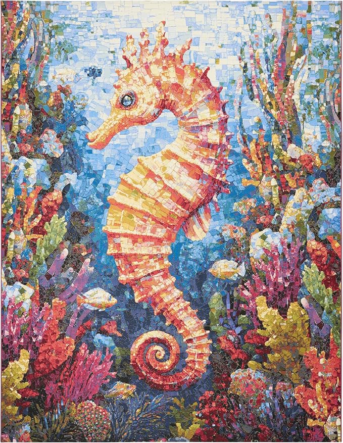 Nourison Home Color Splash Multicolor 5'3" x 7'3" Area Rug - Easy Clean, Non Shedding, Bed Room, Living Room, Dining Room, Kitchen (5' x 7')