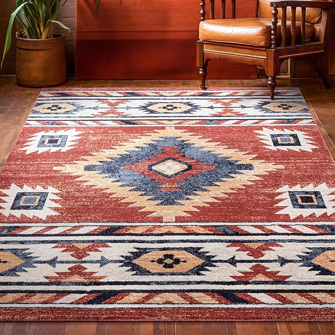Well Woven Tulsa Lea Crimson Traditional Southwestern Tribal 3x5 (3'11" x 5'3") Area Rug