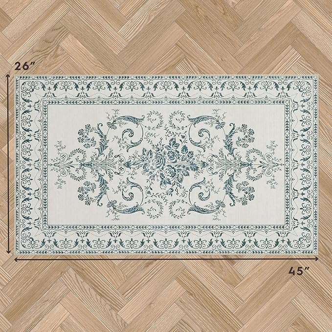 Laura Ashley Sea Spray Blue Josette Medallion Machine Washable & Slip Resistant 26" x 45" Accent Rug
