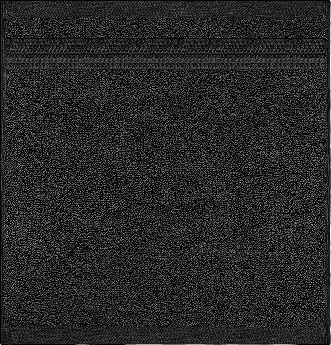 American Veteran Towel, 100% Cotton Turkish Washcloths for Bathroom Essentials 4 Pack, Soft Absorbent Wash Cloths Quick Drying Small Towels Washrags, Black