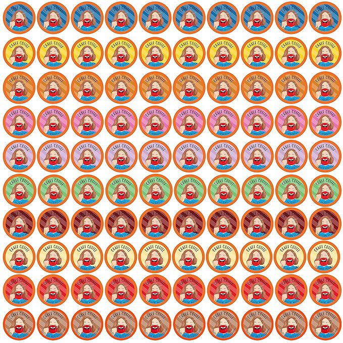 Crave Beverages Flavored Coffee Pods Sampler, Compatible with 2.0 K-Cup Brewers, Assorted Variety Pack, 100 Count