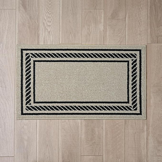 Nautica – Runner Rug | Indoor Runners for Hallways and Entry Rugs| Non-Slip and Non-Skid Entry and Kitchen Door Mat| Machine Washable Entryway Carpet Rugs | 2'2" x 3'9" | Rope Border Natural Twist