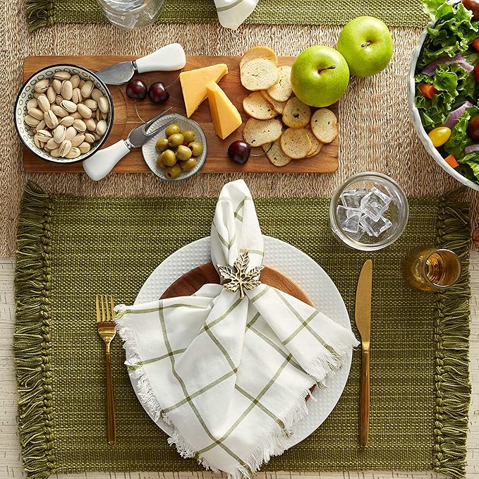 DII Variegated Tabletop Collection, Placemat Set3x19, Olive Green, 6 Piece