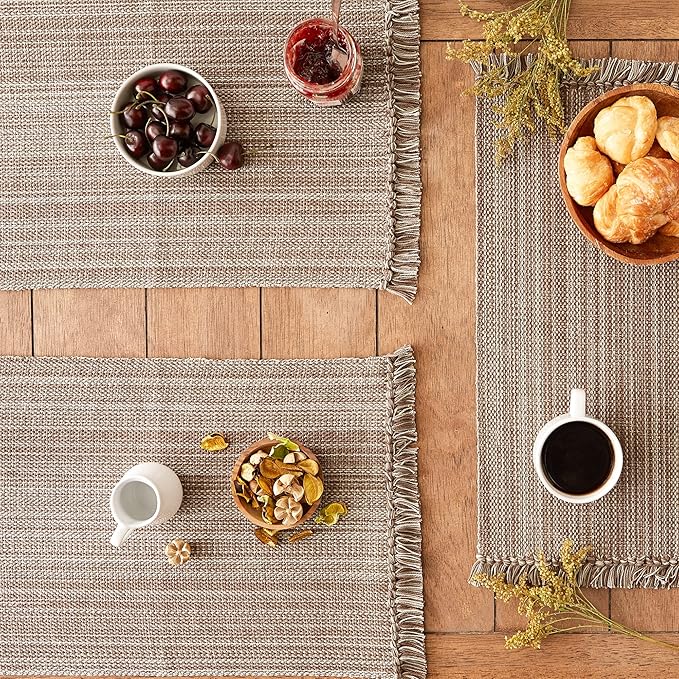 DII Variegated Tabletop Collection, Placemat Set, 13x19, Mushroom, 6 Piece