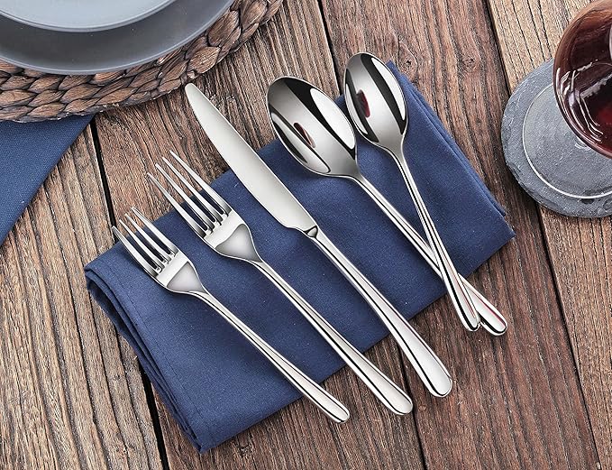 Artaste Rain II Forged 18/10 Stainless Steel (Silver (Set of 12), Dinner Fork (8.25-Inch))