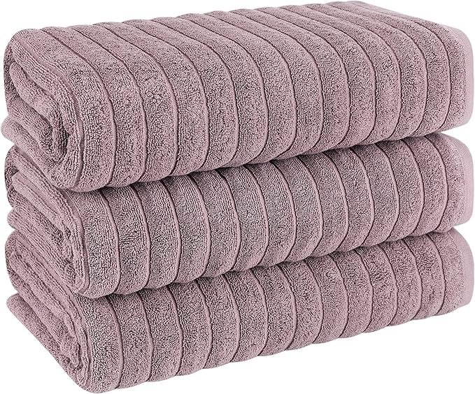Classic Turkish Towels CTT - Luxury 3 Piece Jumbo Bath Sheets, 100% Turkish Cotton, Absorbent & Ultra Comfy Bath Towel Sheets for Hotels & Spa | 40"x65" (Mauve)