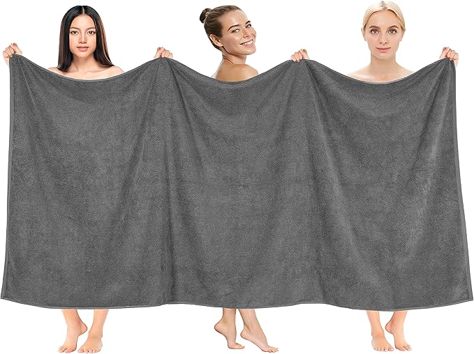Cotton Paradise 100% Cotton 40x80 Oversized Bath Sheet, Extra Large Turkish Bath Towels for Bathroom, Dark Gray Bathsheet
