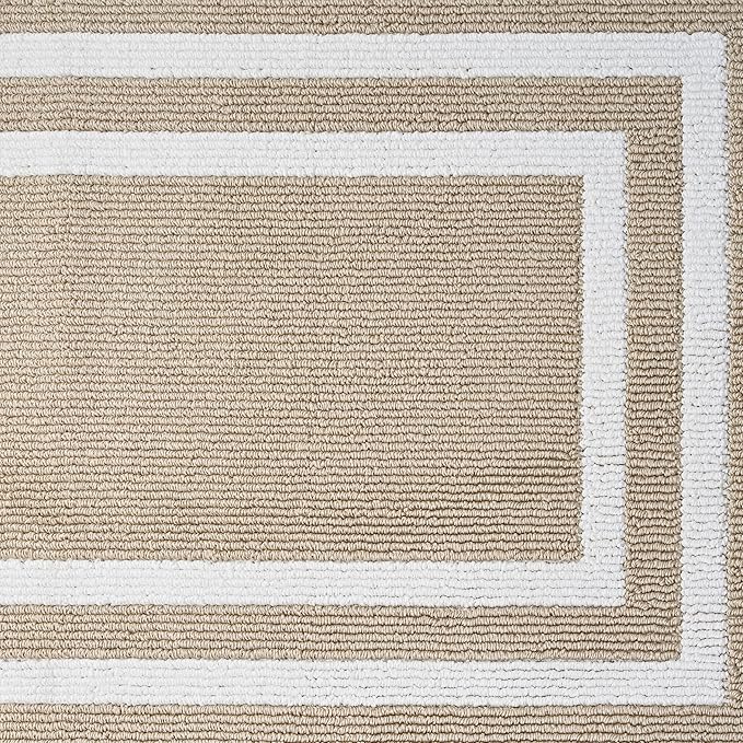 Nautica – Runner Rug 2 Piece Set | Indoor Runners for Hallways and Entry Rugs| Non-Skid Entry and Kitchen Door Mat| Machine Washable Carpet Rugs | 2'2" x 3'9" and 2'2" x 5' | Double Border Beige