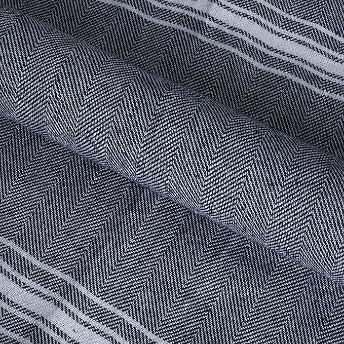 Belizzi Home Peshtemal Turkish Towel Chevron Beach Towels Oversized 36x71 Set of 6, Beach Towels for Adults, Soft Durable Absorbent Extra Large Bath Sheet Hammam Towel - Navy Blue