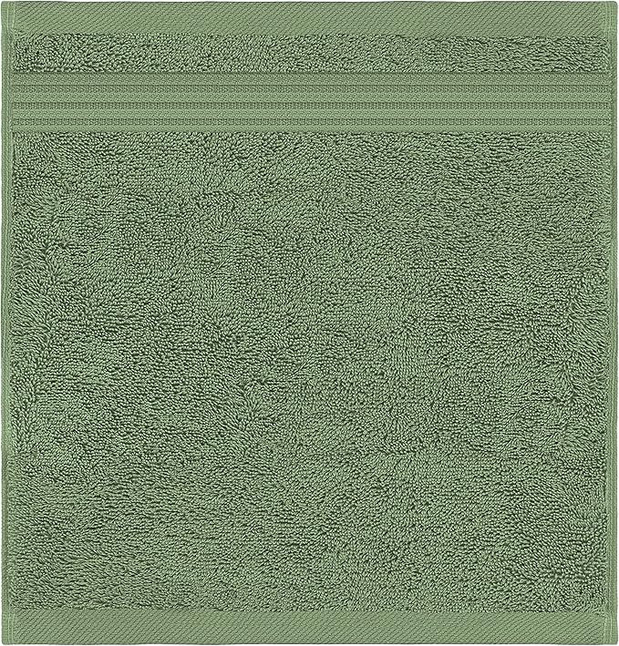 American Veteran Towel, 100% Cotton Turkish Washcloths for Bathroom Essentials 4 Pack, Soft Absorbent Wash Cloths Quick Drying Small Towels Washrags, Sage Green