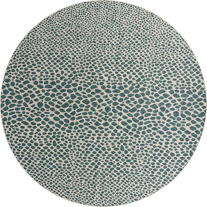 Unique Loom Jill Zarin Outdoor Collection Area Rug - Cape Town (13' Round, Teal/ Ivory)