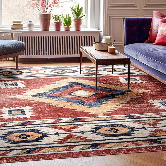 Well Woven Tulsa Lea Crimson Traditional Southwestern Tribal 7'10" x 9'10" Area Rug