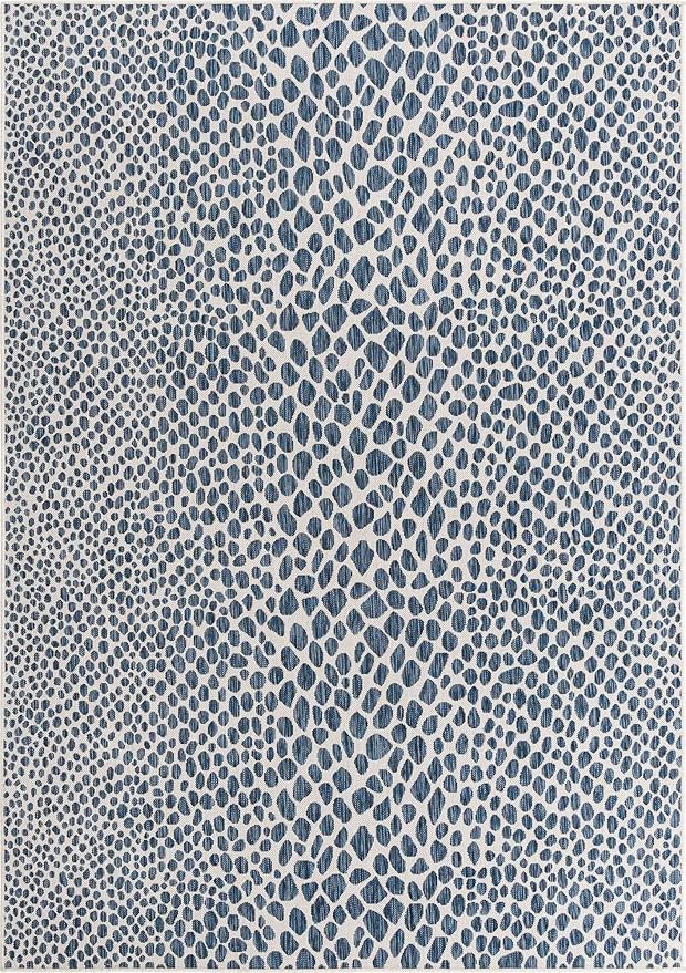 Unique Loom Outdoor Collection Area Rug - Cape Town (7' 1' x 10' Rectangle, Blue/ Olive)