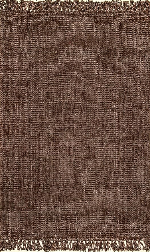 Nuloom Daniela Chocolate, 4' x 6', Handmade, Jute, Tassel, Soft and Textured, High Traffic, Stain Resistant, Easy Clean, Durable Area Rug for Bedroom, Living Room, Dining Space, Foyer, Entryway