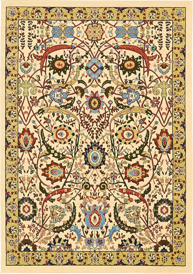 Unique Loom Espahan Collection Area Rug - Cape Cod (7' 1" x 10' Rectangle, Cream/ Black)