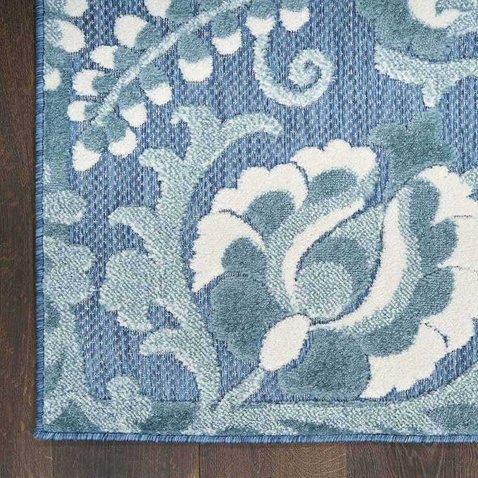 Nourison Home Aloha Blue 3'6" x 5'6" Area Rug - Easy Clean, Non Shedding, Bed Room, Living Room, Dining Room, Kitchen (4' x 6')