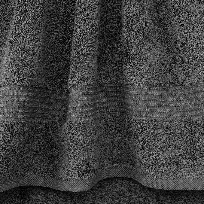 Cotton Paradise Hand Towels for Bathroom, 100% Cotton Turkish 4 Piece Hand Towel Set, Soft Absorbent Face Towels, Dark Gray Hand Towels