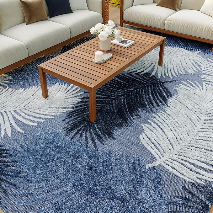 Nourison Home Suncoast Denim 9' x 12' Area Rug - Easy Clean, Non Shedding, Bed Room, Living Room, Dining Room, Kitchen (9' x 12')