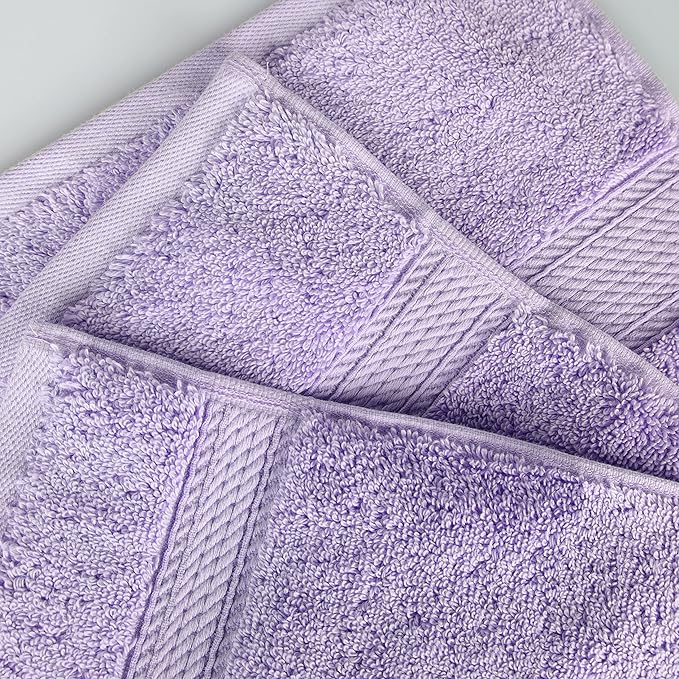 Superior Egyptian Cotton Pile Bath Sheet Set of 2, Ultra Soft Luxury Towels, Thick Plush Essentials, Absorbent Heavyweight, Guest Bath, Hotel, Spa, Home Bathroom, Shower Basics, Purple