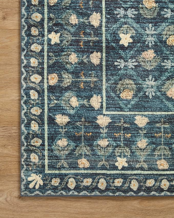 Loloi Rifle Paper Co. Eden Collection EDE-03 Lattice Indigo 2'-0" x 5'-0" Accent Rug feat. CloudPile™