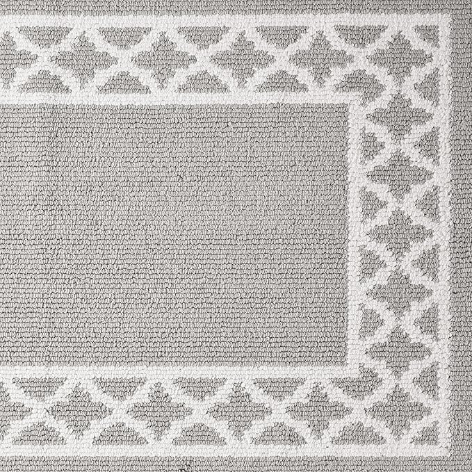 Nautica – Runner Rug 2 Piece Set | Indoor Runners for Hallways and Entry Rugs| Non-Skid Entry and Kitchen Door Mat| Machine Washable Carpet Rugs | 2'2" x 3'9" and 2'2" x 5' | Trellis Light Grey