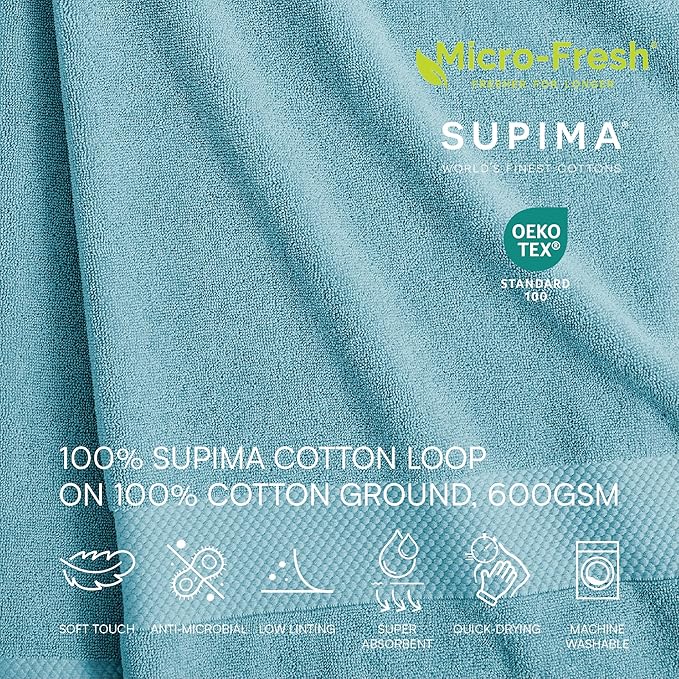 Lacoste Heritage 100% Supima Cotton Tub Mat, Celestial, 21" x 31" – Highly Absorbent & Quick Drying, Premium Super Soft Bath Towel, Bathroom Essential, Gift for All Occasions, Machine Washable