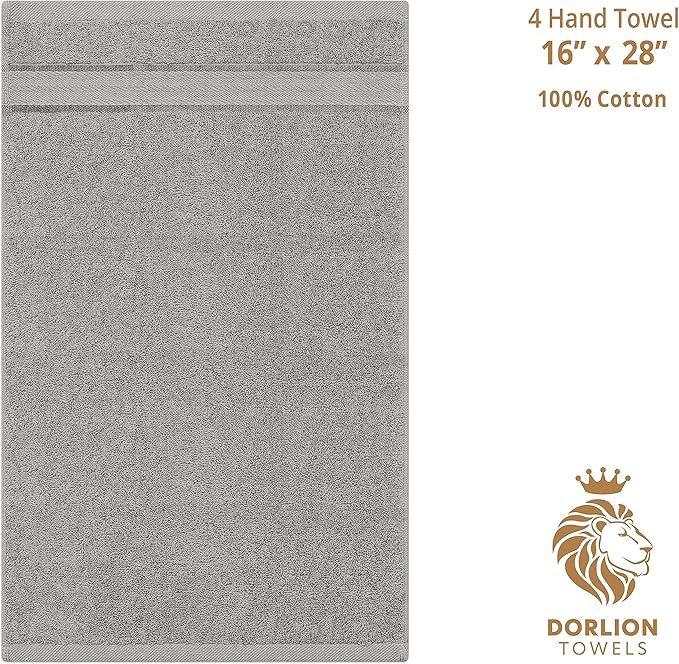 4 Pack Hand Towel Set, 100% Cotton Hand Face Towels for Bathroom, Gray