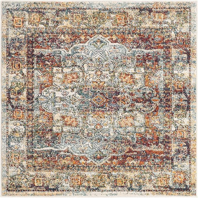 Unique Loom Isabella Collection Area Rug - Adjani (4' 1" Square, Ivory/ Beige)