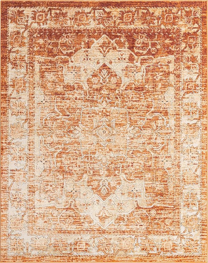 Unique Loom Isabella Collection Area Rug - Adjani (7' 10" x 10' Rectangle, Rust Red/ Black)