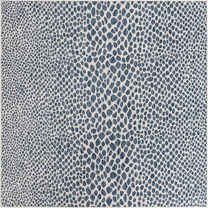 Unique Loom Outdoor Collection Area Rug - Cape Town (7' 10' Square, Blue/ Olive)