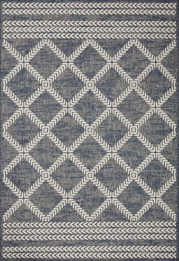 Loloi Rainier Collection RAI-05 Denim/Ivory 5'-3" x 7'-7" Area Rug