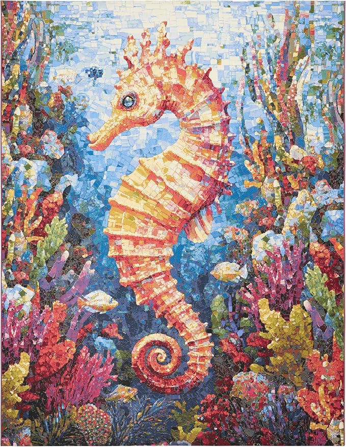 Nourison Home Color Splash Multicolor 9' x 12' Area Rug - Easy Clean, Non Shedding, Bed Room, Living Room, Dining Room, Kitchen (9' x 12')