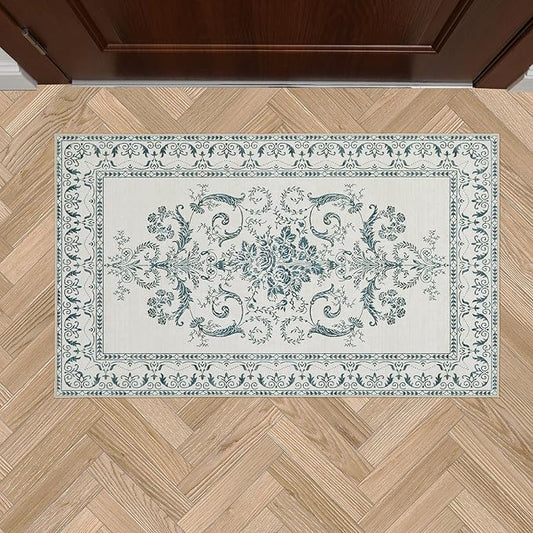 Laura Ashley Sea Spray Blue Josette Medallion Machine Washable & Slip Resistant 26" x 45" Accent Rug