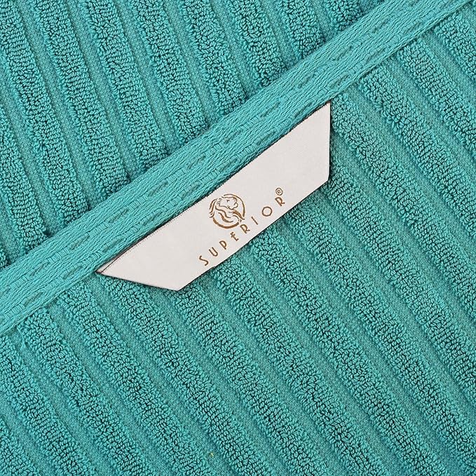 Superior Cotton Face Towel/Washcloth Set of 12, Daily Use for Bathroom, Guest Bath, Quick Dry Small Towels, Face, Hand, Gym, Spa, Hotel, Absorbent, Essentials, Ribbed, Soho Collection, Turquoise