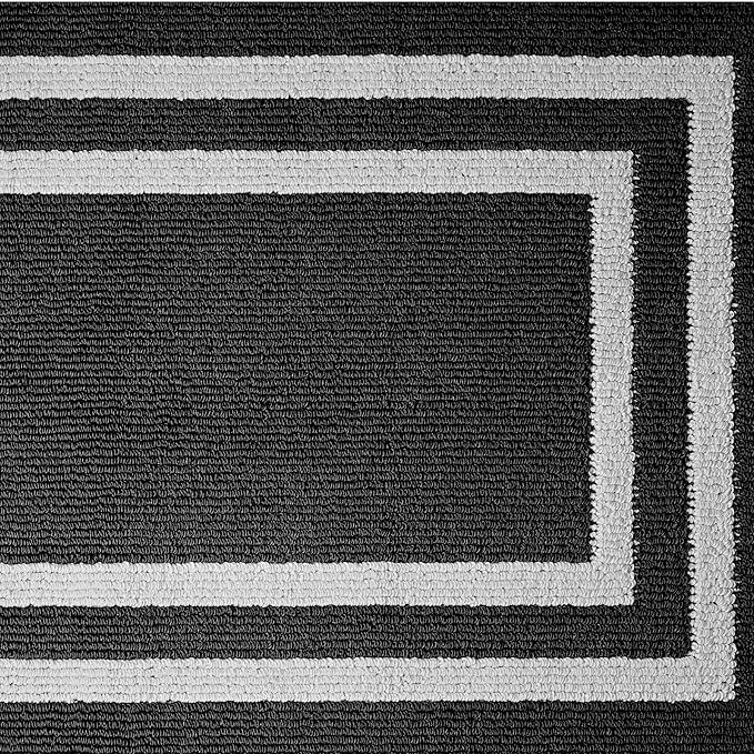 Nautica – Runner Rug | Indoor Runners for Hallways and Entry Rugs| Non-Slip and Non-Skid Entry and Kitchen Door Mat| Machine Washable Entryway Carpet Rugs |26” x 60” | Double Border Dark Grey