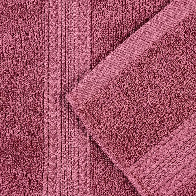 Superior Eco-Friendly Cotton 4-Piece Bath Towel Set, Large Towels for Bath, Shower, Pool, Master and Guest Bathroom, Home Essentials, Quick Drying, Soft Body Towels for Adults and Kids, Rosewood