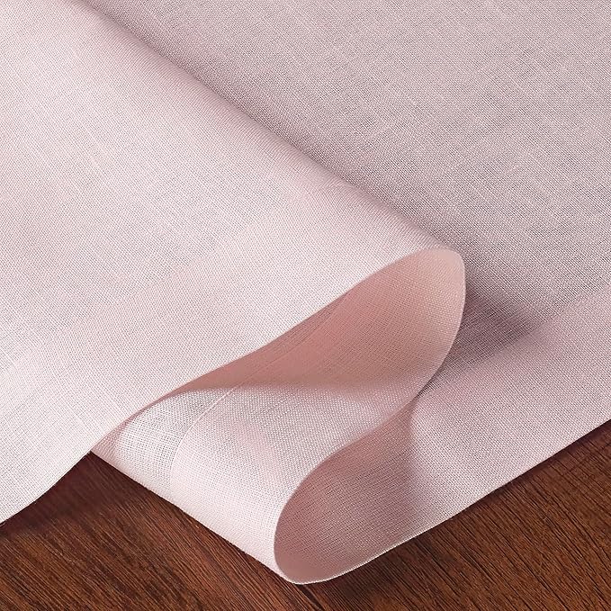 D'Moksha Homes Linen Pastel Pink Table Runner 120 Inches Long - 100% Pure Linen Dining Table Runner 14 x 120 Inch for Winter, Christmas, Holiday, New Year - Machine Washable