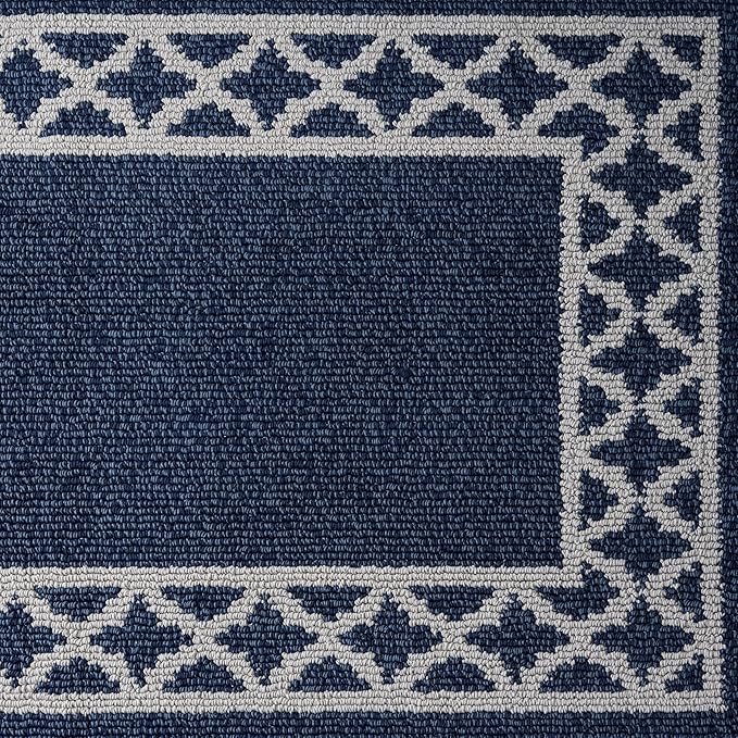 Nautica – Runner Rug | Indoor Runners for Hallways and Entry Rugs| Non-Slip and Non-Skid Entry and Kitchen Door Mat| Machine Washable Entryway Carpet Rugs | 2'2" x 8'| Trellis Denim