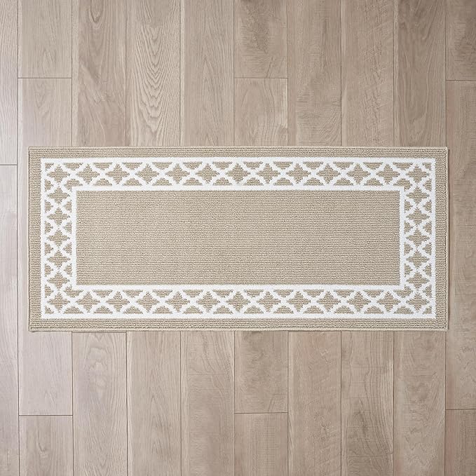 Nautica – Runner Rug | Indoor Runners for Hallways and Entry Rugs| Non-Slip and Non-Skid Entry and Kitchen Door Mat| Machine Washable Entryway Carpet Rugs | 2'2" x 5' | Trellis Beige