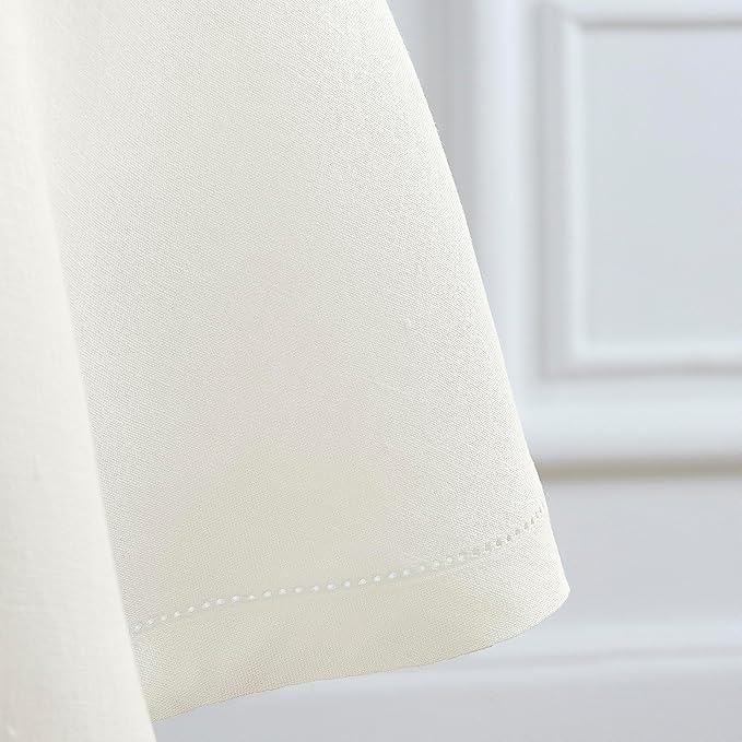 Solino Home Linen Round Tablecloth 70 Inch - 100% Pure Linen Ivory Round Tablecloth - Machine Washable Table Cloth for New Year - Sonoma Hemstitch