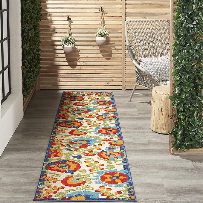 Nourison Home Aloha Multicolor 2'3" x 10' Area Rug - Easy Clean, Non Shedding, Bed Room, Living Room, Dining Room, Kitchen (10' Runner)