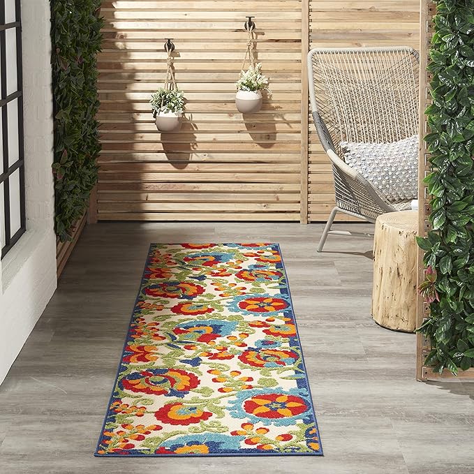 Nourison Home Aloha Multicolor 2'3" x 8' Area Rug - Easy Clean, Non Shedding, Bed Room, Living Room, Dining Room, Kitchen (8' Runner)