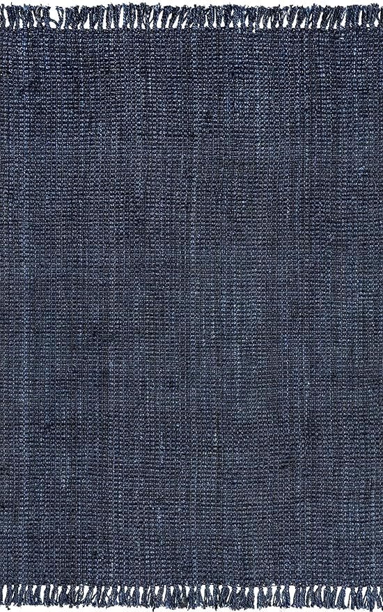 Nuloom Daniela Navy, 7'6" x 9'6", Handmade, Jute, Tassel, Soft and Textured, High Traffic, Stain Resistant, Easy Clean, Durable Area Rug for Bedroom, Living Room, Dining Space, Foyer, Entryway
