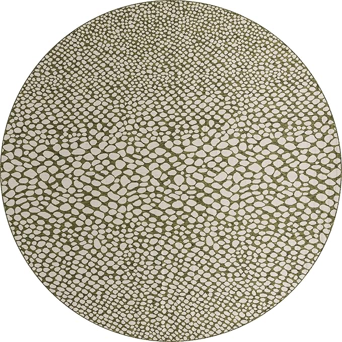 Unique Loom Jill Zarin Outdoor Collection Area Rug - Cape Town (13' Round, Green/ Ivory)