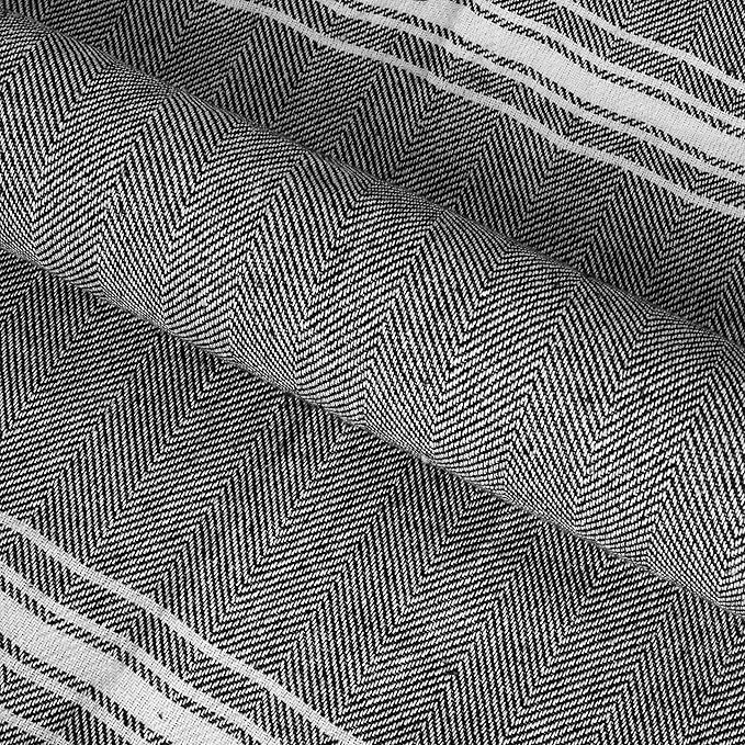 Belizzi Home Peshtemal Turkish Towel Chevron Beach Towels Oversized 36x71 Set of 6, Beach Towels for Adults, Soft Durable Absorbent Extra Large Bath Sheet Hammam Towel - Black