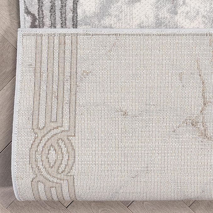 Well Woven Custom Size Hallway Stair Runner - Made-to-Measure - Fairmont Collection Lezlee Grey Black Abstract Marble Border 2x20 (2'2" x 20' Runner)