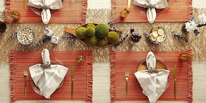 DII Variegated Tabletop Collection, Placemat Set 13x19, Spice, 6 Piece