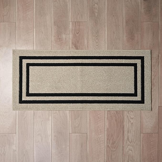 Nautica – Runner Rug | Indoor Runners for Hallways and Entry Rugs| Non-Slip and Non-Skid Entry and Kitchen Door Mat| Machine Washable Entryway Carpet Rugs | 2'2" x 5' | Double Border Natural Twist