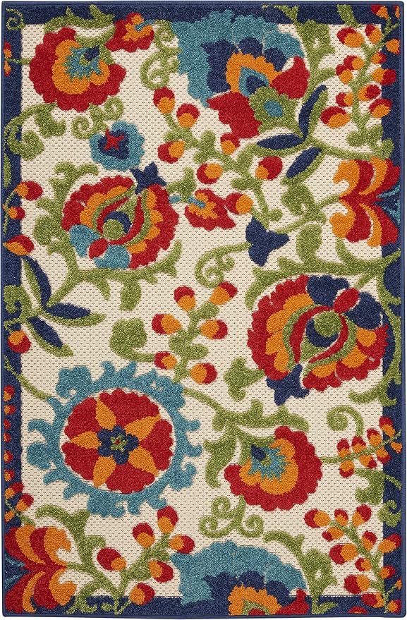 Nourison Home Aloha Multicolor 2'8" x 4' Area Rug - Easy Clean, Non Shedding, Bed Room, Living Room, Dining Room, Kitchen (3' x 4')