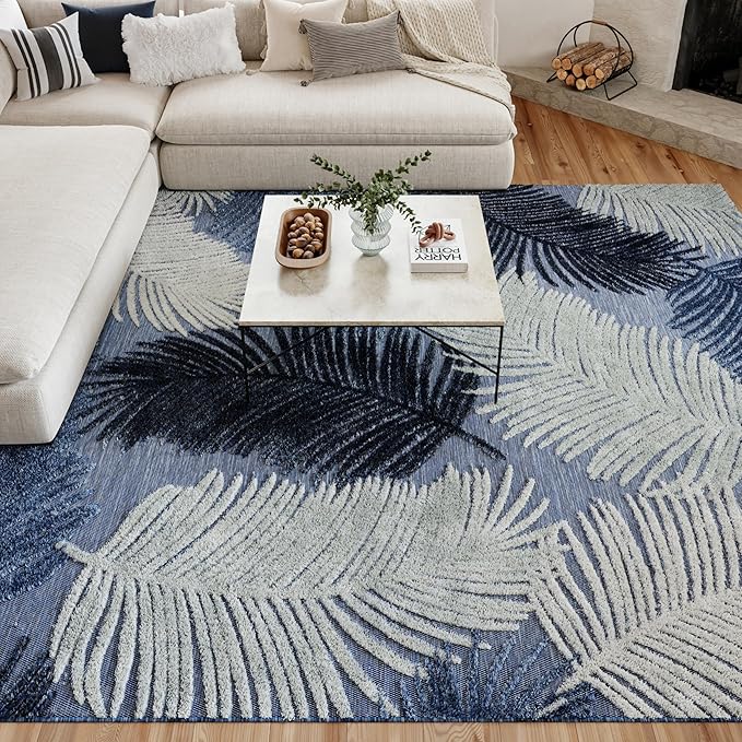 Nourison Home Suncoast Denim 7'10" x 9'10" Area Rug - Easy Clean, Non Shedding, Bed Room, Living Room, Dining Room, Kitchen (8' x 10')
